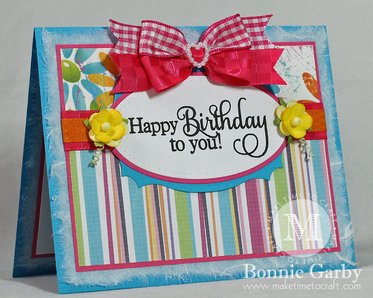 Handmade Birthday Card with Ribbon